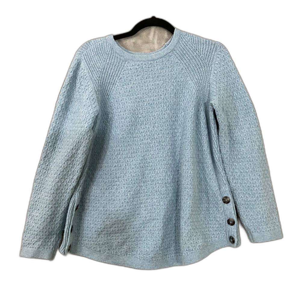 J. JILL Tunic top Sweater Women's S Blue Cable knit Textured button detail